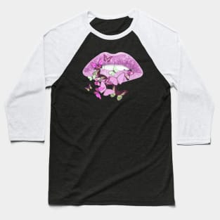 Butterflies, sparkling lips kiss 3 Baseball T-Shirt